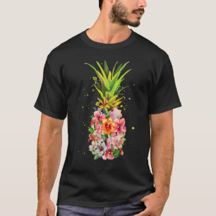 Pineapple Flowers Women Aloha Hawaii Vintage Hawai T-Shirt