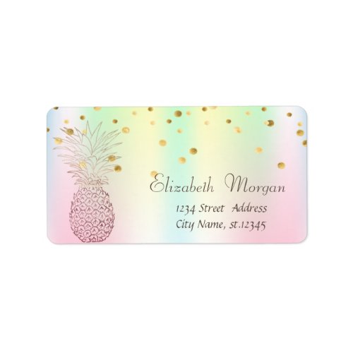 Pineapple Foil Confetti Holographic Iridescent Label