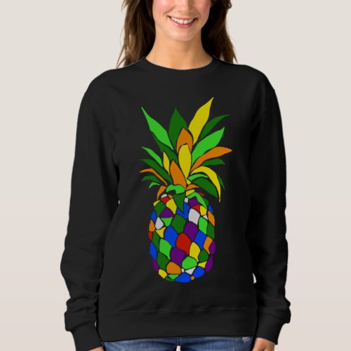 Pineapple for Women Colorful Pineapple Hawaiian Fr Sweatshirt
