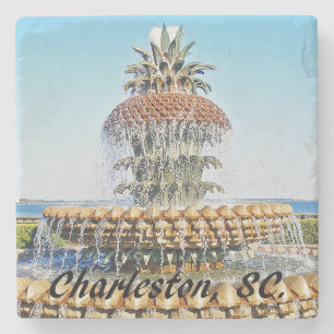 Pineapple Fountain, Charleston,Marble Coaster