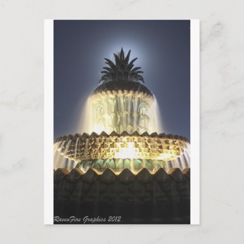 Pineapple Fountain Charleston SC Postcard