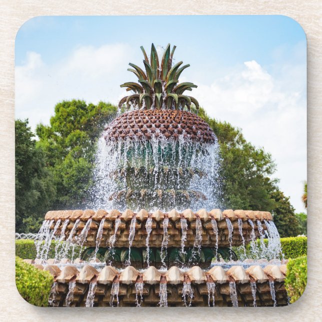 Pineapple Fountain in Charleston, SC Beverage Coaster (Front)