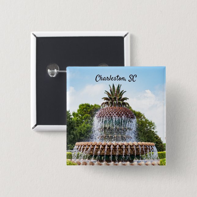Pineapple Fountain in Charleston, SC Button (Front & Back)
