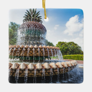Pineapple Fountain in Charleston, SC Ceramic Ornament