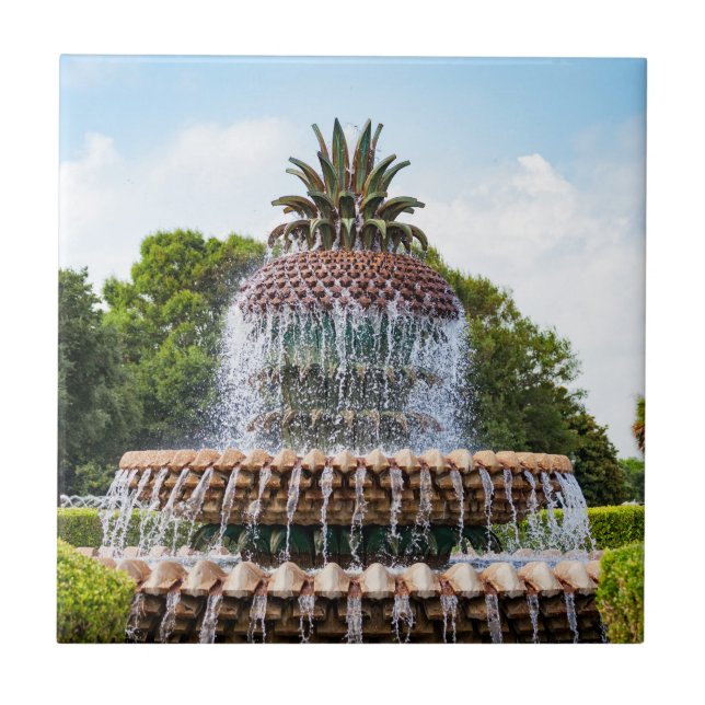 Pineapple Fountain in Charleston, SC Ceramic Tile (Front)