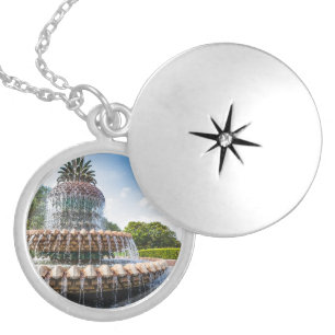 Pineapple Fountain in Charleston, SC Locket Necklace