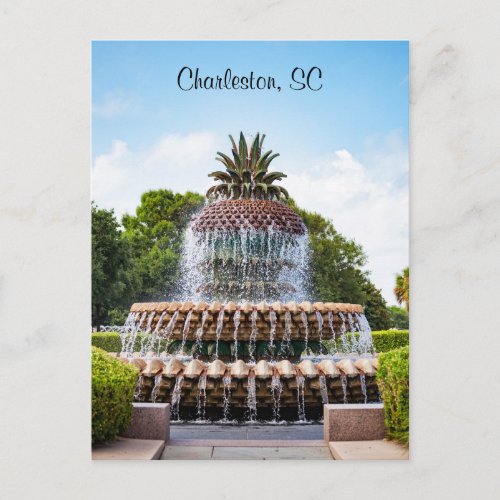 Pineapple Fountain in Charleston SC Postcard