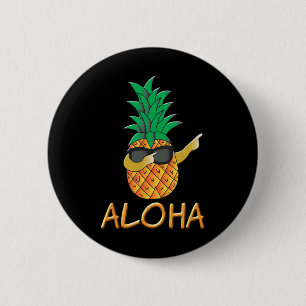 Pineapple Fruit Aloha Beaches Hawaii - Surf New Button