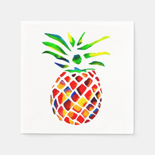 Pineapple fruit colorful pop art napkins (Front)