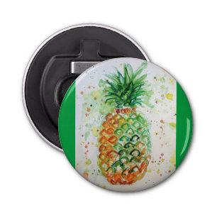 Pineapple Fruit Food Tropical Art Orange Lime Cute Bottle Opener