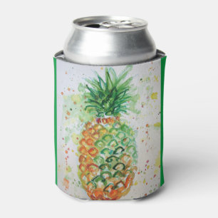 Pineapple Fruit Food Tropical Art Orange Lime Cute Can Cooler