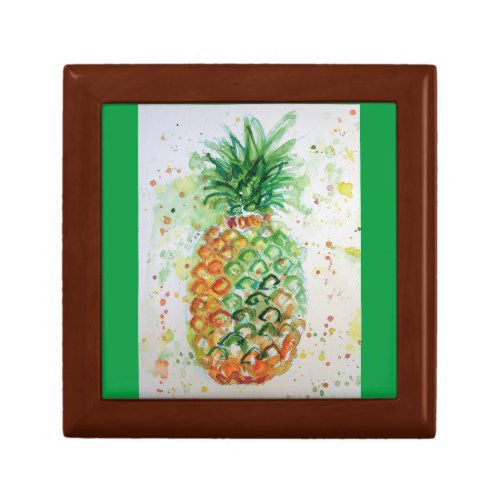 Pineapple Fruit Food Tropical Art Orange Lime Cute Gift Box