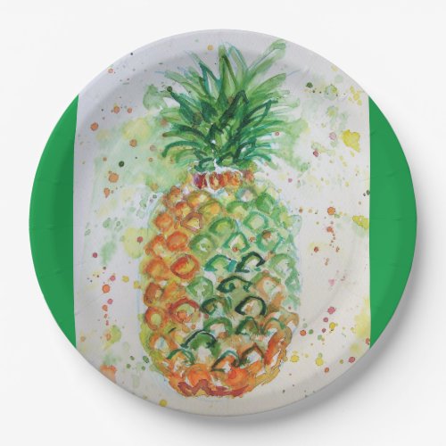 Pineapple Fruit Food Tropical Art Orange Lime Cute Paper Plates