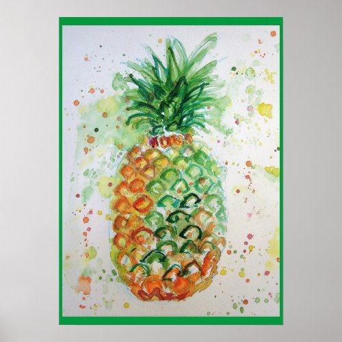 Pineapple Fruit Food Tropical Art Poster