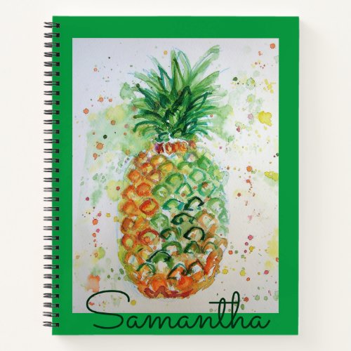 Pineapple Fruit Food Tropical Girls Orange Lime Notebook