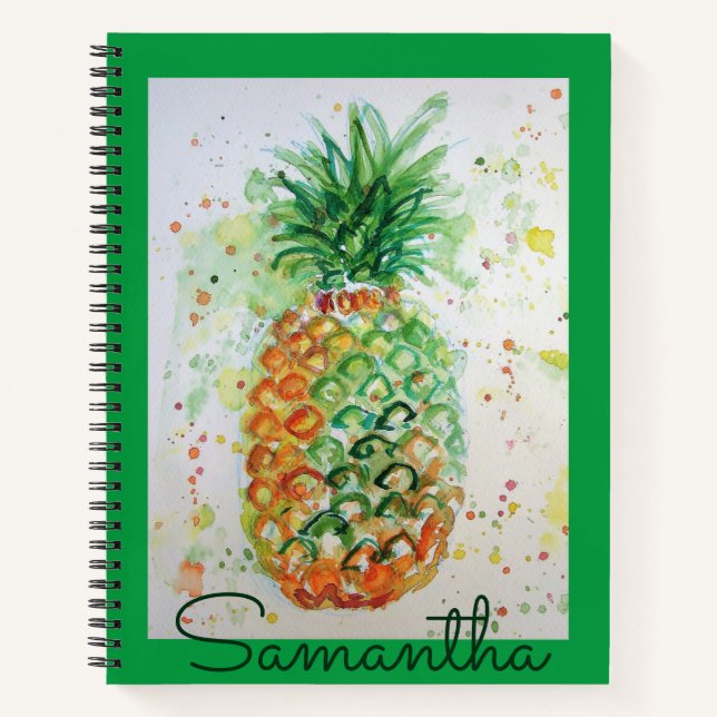Pineapple Fruit Food Tropical Girls Orange Lime Notebook (Front)