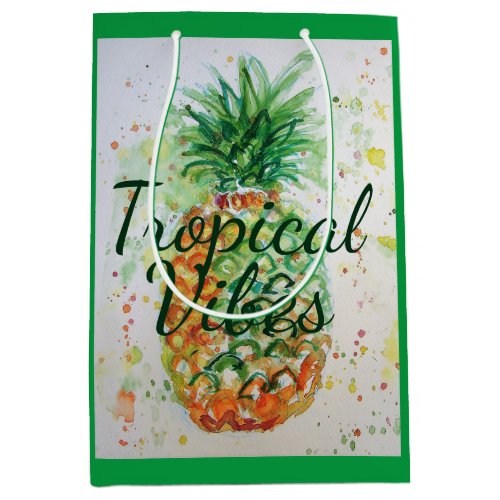 Pineapple Fruit Food Tropical Vibes Orange Lime Medium Gift Bag