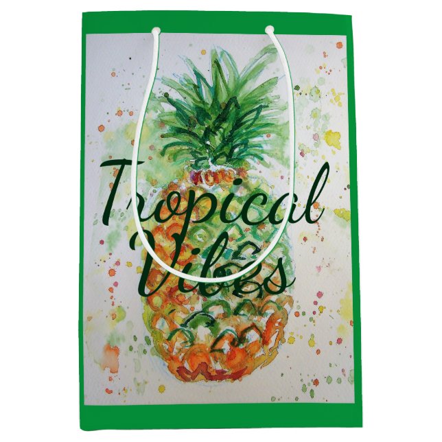 Pineapple Fruit Food Tropical Vibes Orange Lime Medium Gift Bag (Front)