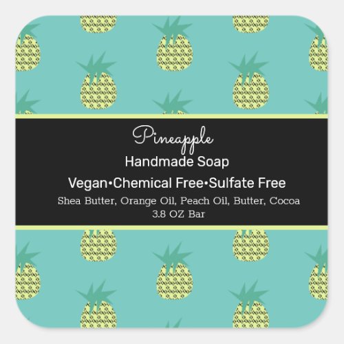 Pineapple Fruit Handmade Soap Beauty Branding Square Sticker