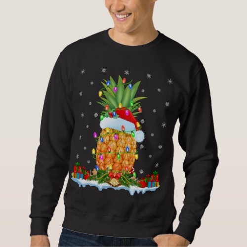 Pineapple Fruit Lover Matching Santa Hat Pineapple Sweatshirt