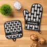 Pineapple fruit lover personalized black & white oven mitt & pot holder set