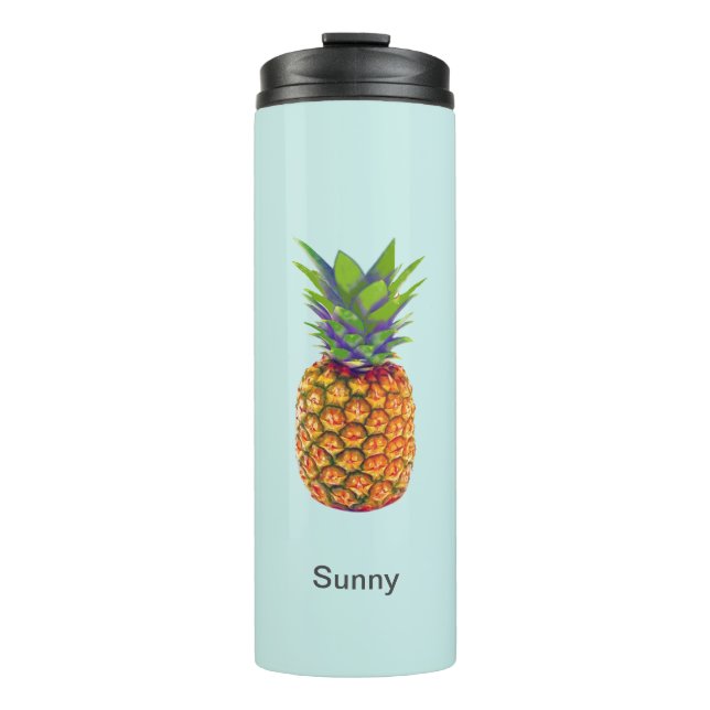 Pineapple Fruit on Light Blue Thermal Tumbler (Front)