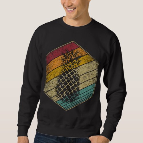 Pineapple Fruit Retro Style Vintage Distressed 70s Sweatshirt