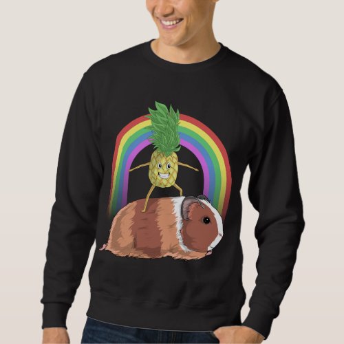 Pineapple Fruit Riding Guinea Pig Rainbow Cute Mag Sweatshirt