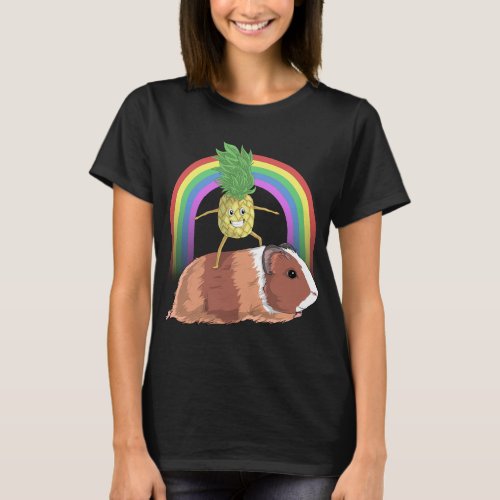 Pineapple Fruit Riding Guinea Pig Rainbow Cute Mag T_Shirt