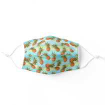 Pineapple Fruit Turquoise Blue Lime Green Stripes Adult Cloth Face Mask