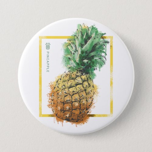 Pineapple fruit watercolor design button