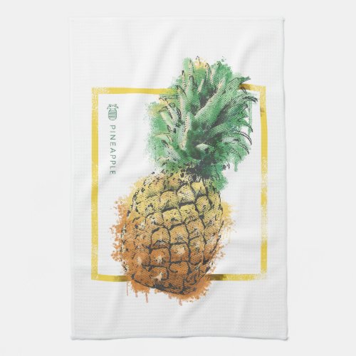 Pineapple fruit watercolor design kitchen towel