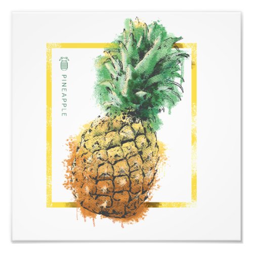 Pineapple fruit watercolor design photo print