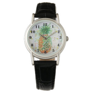 Pineapple Fruit Watercolor Orange Lime art Watch