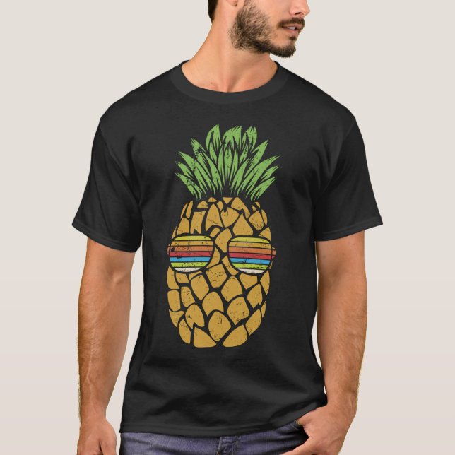 Pineapple Fruit With Sunglasses Cute Summer Beach T-Shirt (Front)
