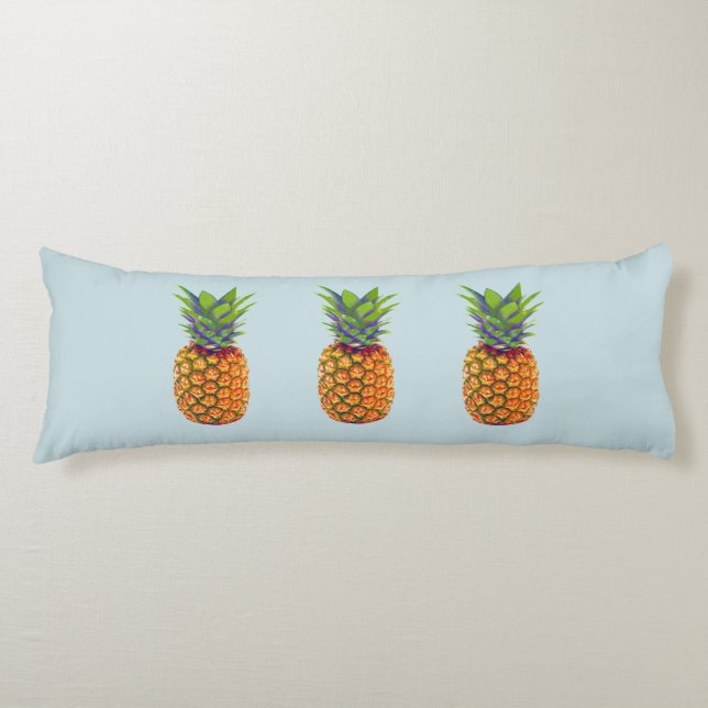 Pineapple Fruits on Light Blue Body Pillow (Front)
