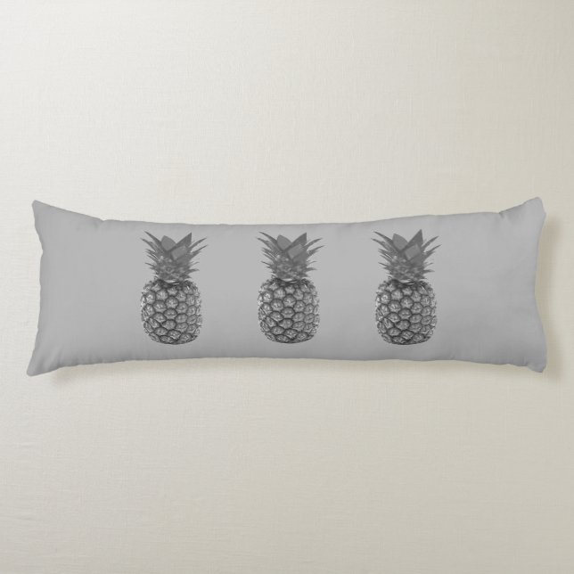Pineapple Fruits on Light Silver Gray Body Pillow (Front)