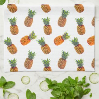 Pineapple Fruits on White Kitchen Towel