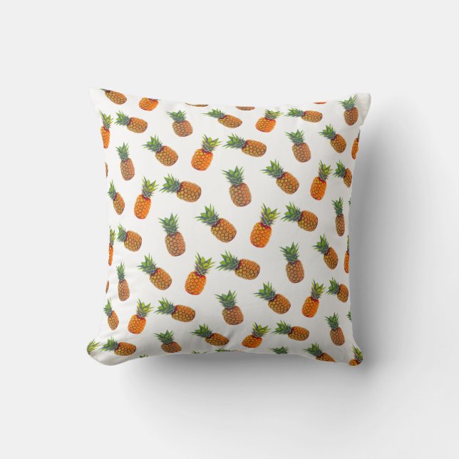 Pineapple Fruits on White Throw Pillow (Front)