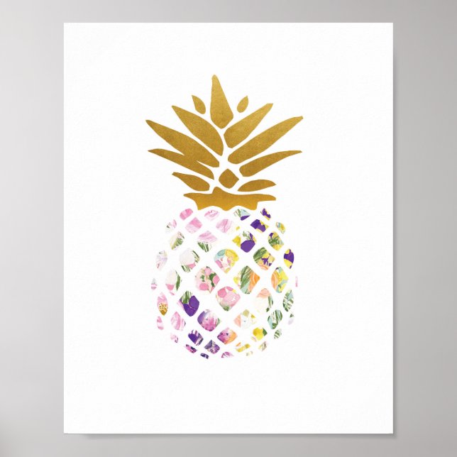Pineapple - gold - floral poster (Front)