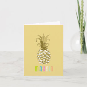 Pineapple Gold Mahalo ID239 Letterpress Thank You Card