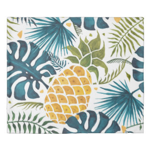 Pineapple gold palm foliage leaves duvet cover