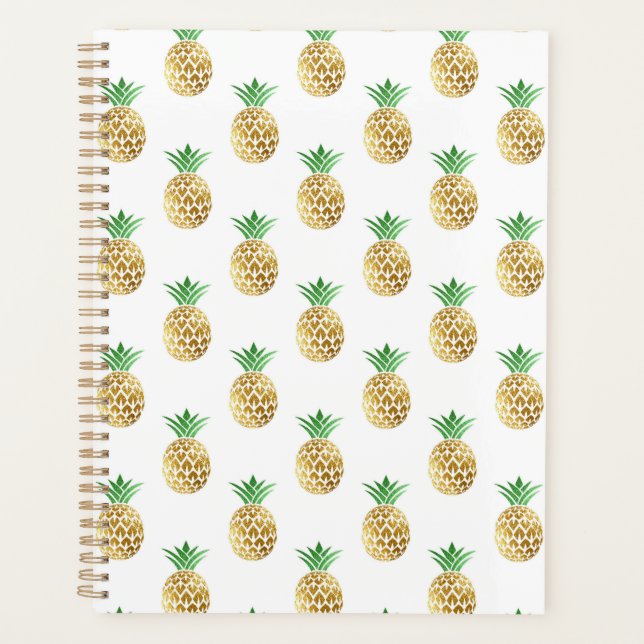 Pineapple Gold Tropical Paper Planner (Front)