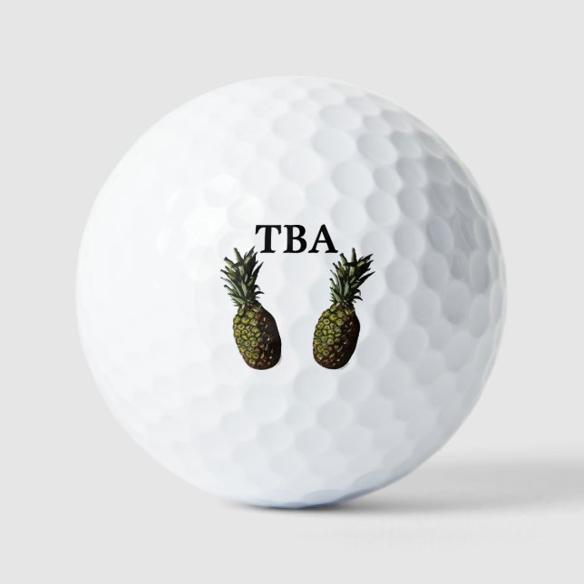 Pineapple Golf Balls - Optional Personalization (Front)