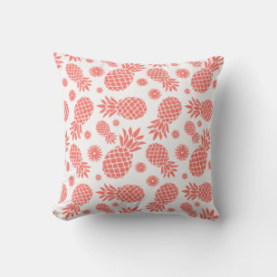 Pineapple graphic flowers tropical coral pillow