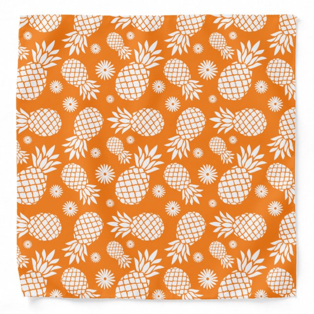 Pineapple graphic flowers tropical orange bandana (Front)