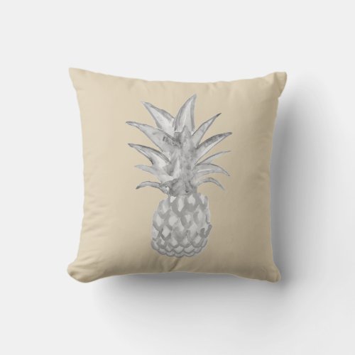 Pineapple Gray Welcome Watercolor Painting Pillow