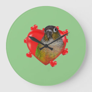 Pineapple green cheek conure clock. large clock