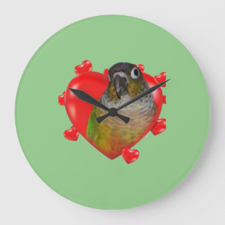 Pineapple green cheek conure clock. large clock