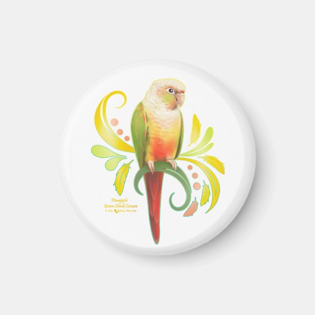 Pineapple Green Cheek Conure Magnet (Front)